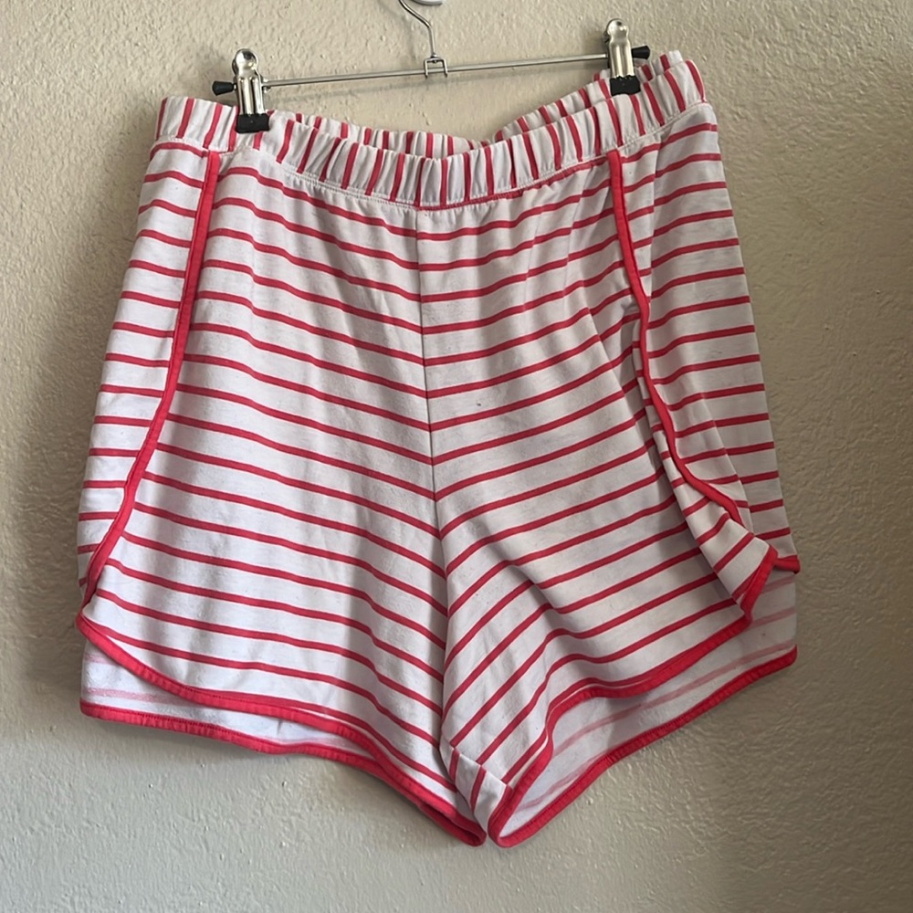 Red and white striped soft cozy summer shorts